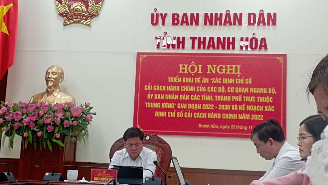 Đồng chí Giám đốc Sở Nội vụ Trần Quốc Huy chủ trì hội nghị tại điểm cầu Thanh Hóa
