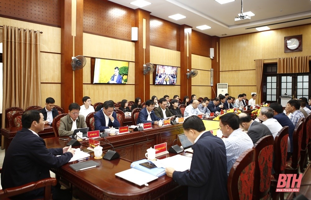 Các đại biểu tham dự tại điểm cầu tỉnh Thanh Hóa (ảnh: Báo Thanh Hóa)